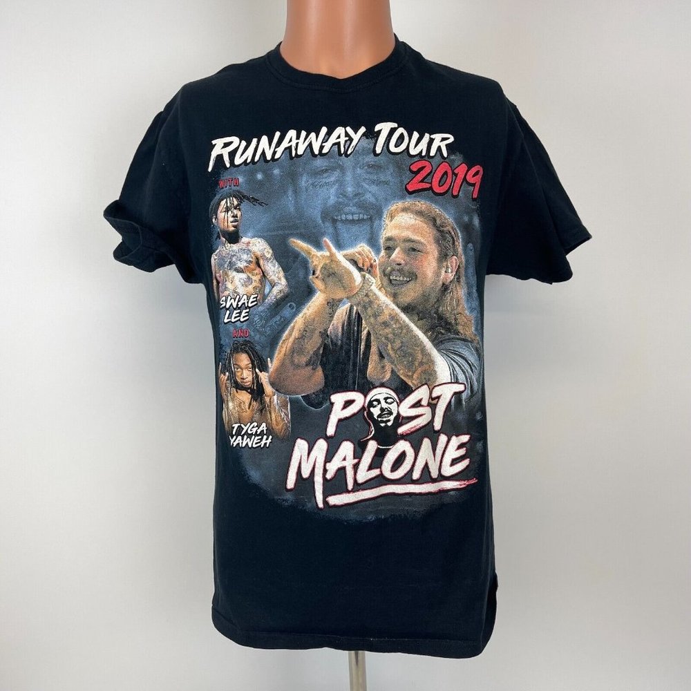 Post Malone Swae Lee Runaway Tour T Shirt 2019 Hip Hop Size M - Picture 2 of 4